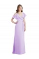 A-Line V-Neck Soft Chiffon Long Lilac Bridesmaid Dresses Belfast