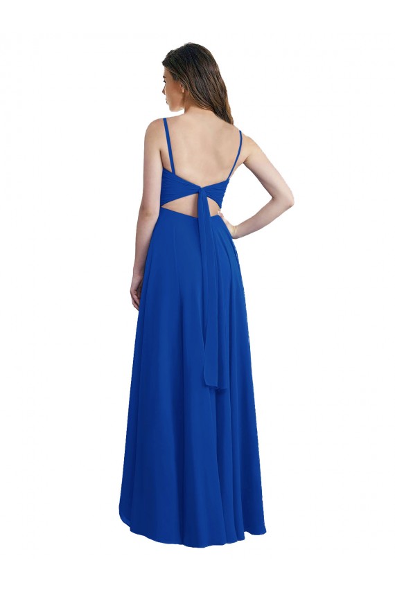 A-Line Spaghetti Straps Soft Chiffon Long Royal Blue High Low Bridesmaid Dress Belfast