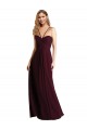 A-Line Spaghetti Straps Chiffon Long Burgundy Gold Wedding Party Dress Belfast