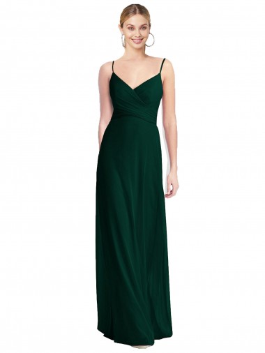 A-Line V-Neck Soft Chiffon Long Ever Green Bridesmaid Dress Belfast