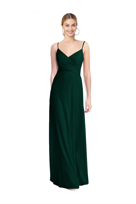 A-Line V-Neck Soft Chiffon Long Ever Green Bridesmaid Dress Belfast