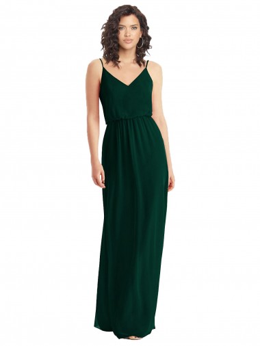 A-Line V-Neck Soft Chiffon Long Ever Green Semi Formal Evening Dress / Bridesmaid Dress Belfast