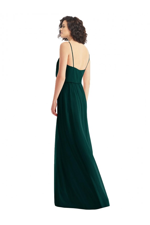 A-Line V-Neck Soft Chiffon Long Ever Green Semi Formal Evening Dress / Bridesmaid Dress Belfast