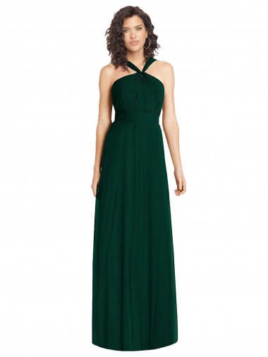 A-Line Halter Neck Soft Chiffon Long Ever Green Bridesmaid Dress Belfast