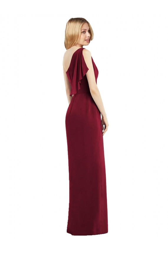 Trumpet One Shoulder Soft Chiffon Long Olive Green Bridesmaid Dress Belfast