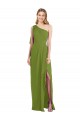 Trumpet One Shoulder Soft Chiffon Long Olive Green Bridesmaid Dress Belfast
