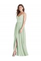 A-Line V-Neck Soft Chiffon Long Sage Semi Formal Evening Dress / Bridesmaid Dress Belfast