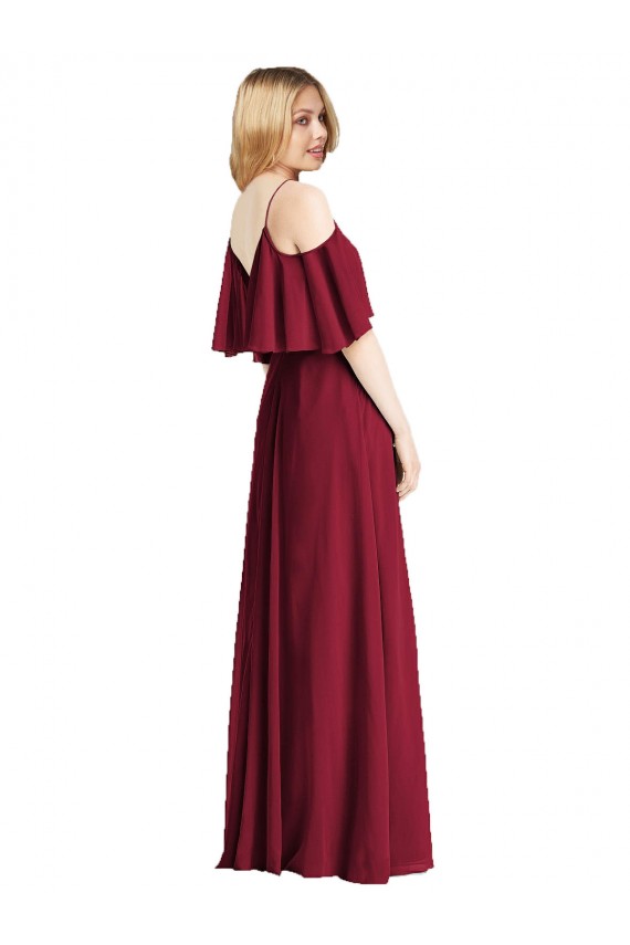 A-Line V-Neck Chiffon Long Royal Blue Bridesmaid Dress Belfast
