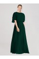 A-Line Round Neck Soft Chiffon Long Ever Green Bridesmaid Dress Belfast