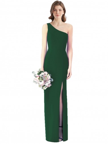 Trumpet One Shoulder Soft Chiffon Long Dark Green Bridesmaid Dress Belfast