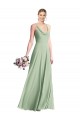 A-Line Cowl Neck Chiffon Long Sage Bridesmaid Dress / Evening Dress Belfast