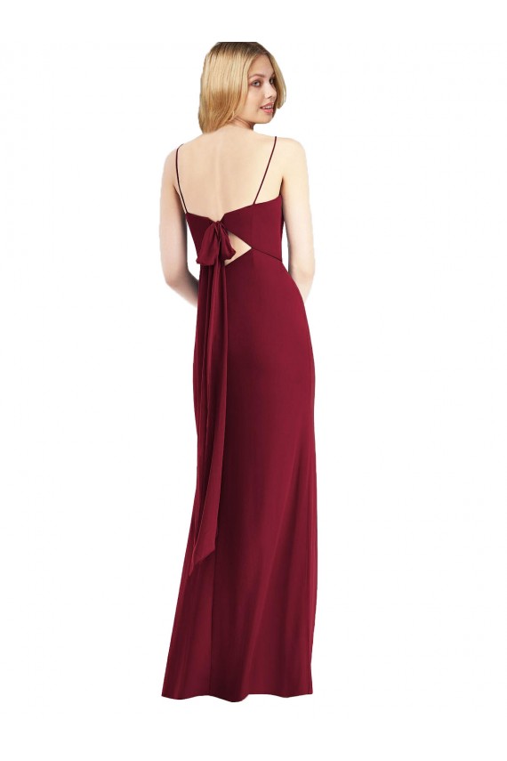 Trumpet Spaghetti Straps Soft Chiffon Long Burgundy Bridesmaid Dress Belfast