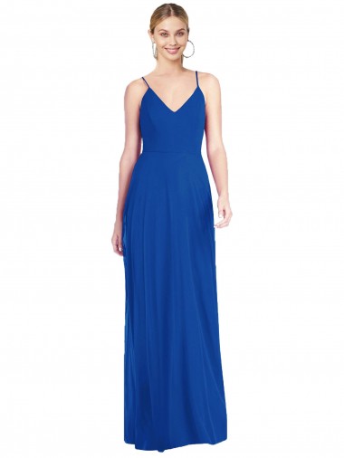 A-Line V-Neck Soft Chiffon Long Royal Blue Formal Dress / Bridesmaid Dress Belfast