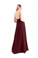 A-Line V-Neck Chiffon Long Floor Length Burgundy Gold Bridesmaid Dress Belfast