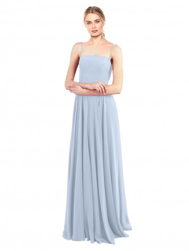 A-Line Square Neck Soft Chiffon Long Light Sky Blue Bridesmaid Dress Belfast
