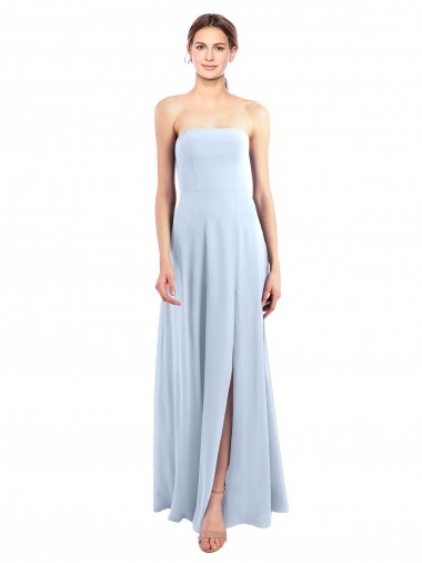 A-Line Strapless Soft Chiffon Long Light Sky Blue Bridesmaid Dress Belfast