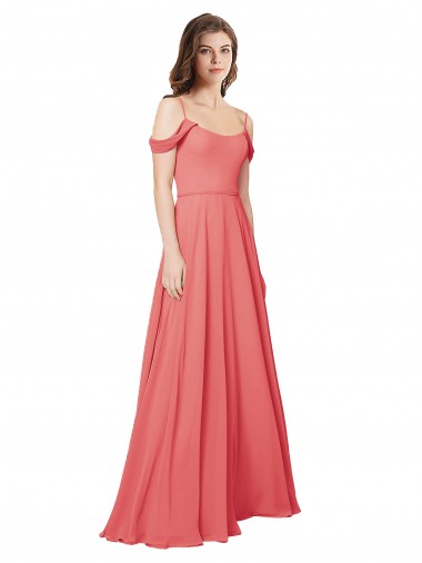 A-Line Off the Shoulder Soft Chiffon Long Desert Rose Bridesmaid Dress Belfast
