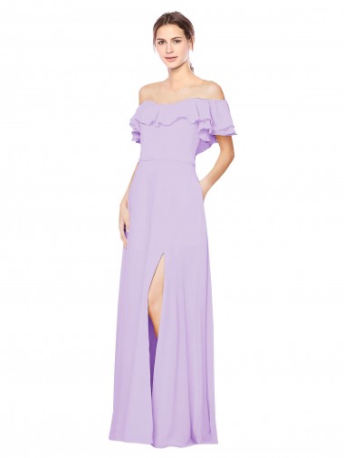 A-Line Strapless Soft Chiffon Long Lilac Bridesmaid Dress Belfast