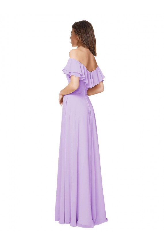 A-Line Strapless Soft Chiffon Long Lilac Bridesmaid Dress Belfast