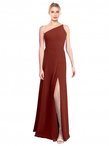A-Line One Shoulder Soft Chiffon Long Burgundy Formal Dress / Bridesmaid Dress Belfast