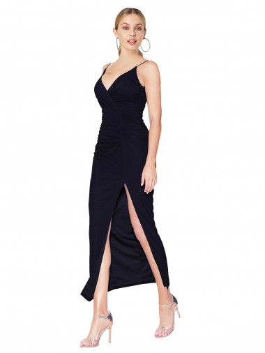 Mermaid High Neck Soft Chiffon Knee Length Dark Navy Formal Evening Gown / Prom Dress / Bridesmaid Dress Belfast