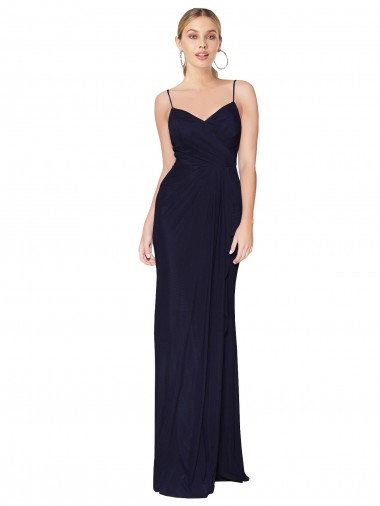 Mermaid High Neck Soft Chiffon Long Dark Navy Bridesmaid Dress / Formal Dress Belfast