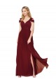 A-Line High Neck Soft Chiffon Long Burgundy Formal Evening Gown / Prom Dress / Bridesmaid Dress Belfast