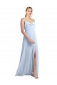 A-Line Cowl Neck Chiffon Long Light Sky Blue Bridesmaid Dress / Evening Gowns Belfast