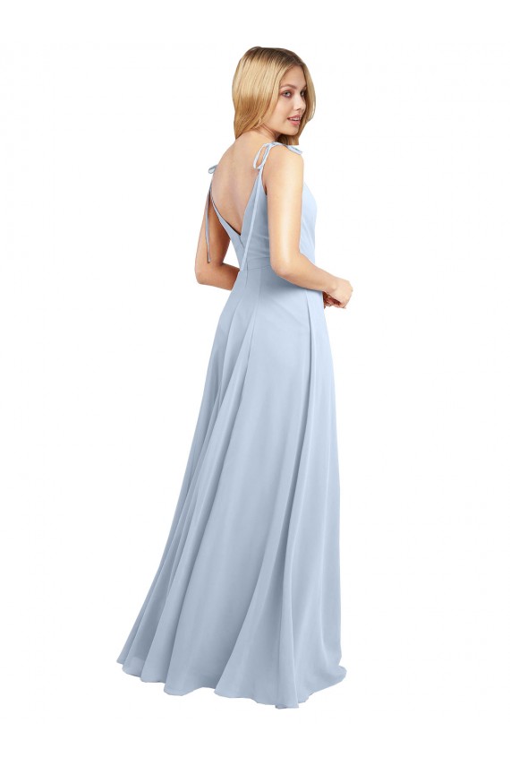 A-Line Cowl Neck Chiffon Long Light Sky Blue Bridesmaid Dress / Evening Gowns Belfast