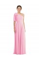 Trumpet One Shoulder Soft Chiffon Long Barely Pink Semi Formal Evening Dress / Bridesmaid Dress Belfast