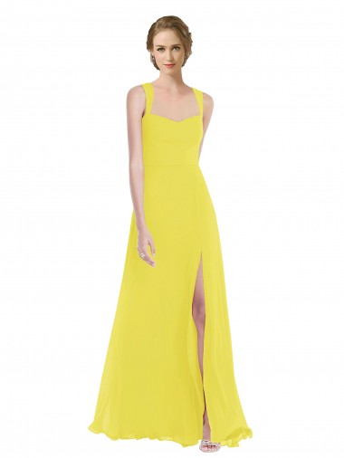 A-Line Sweetheart Soft Chiffon Long Yellow Semi Formal Evening Dress / Bridesmaid Dress Belfast