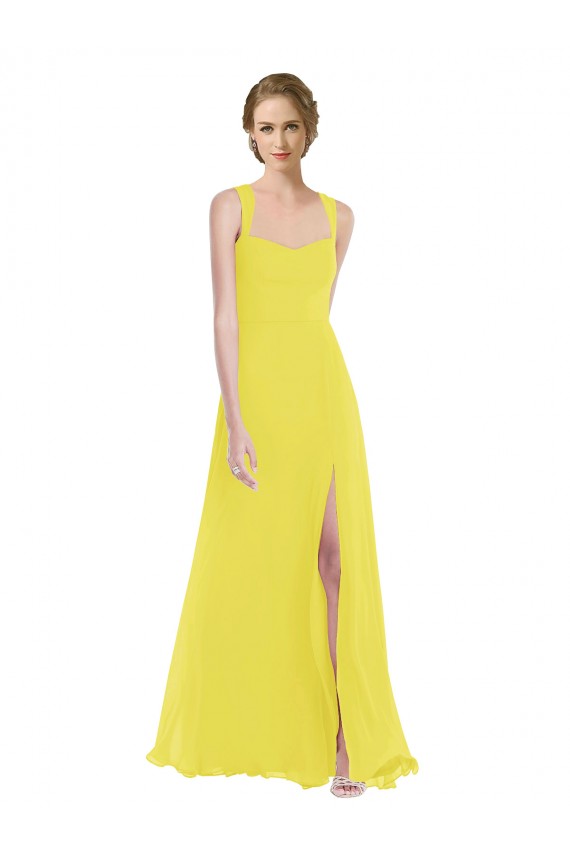 A-Line Sweetheart Soft Chiffon Long Yellow Semi Formal Evening Dress / Bridesmaid Dress Belfast