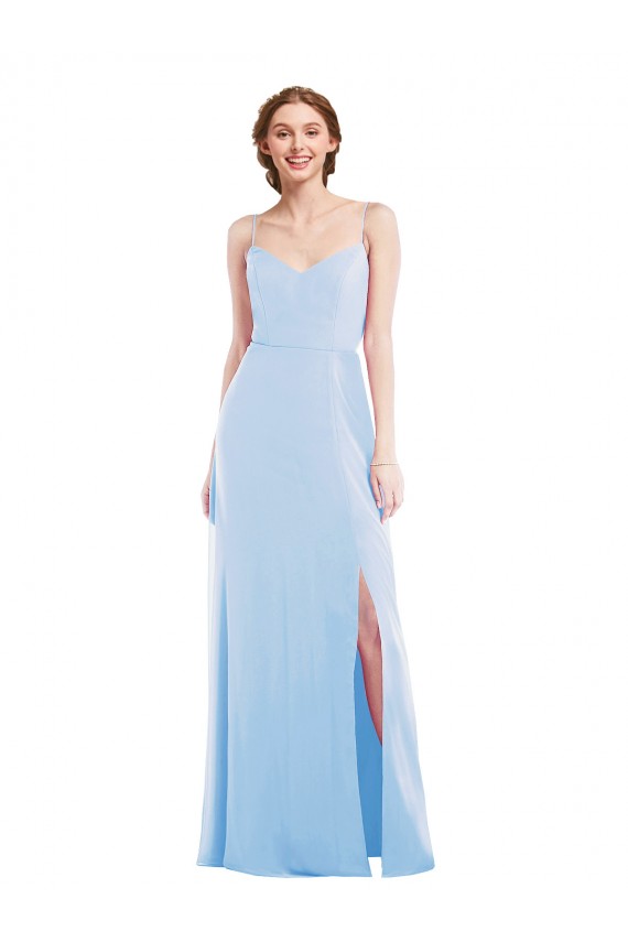 A-Line V-Neck Soft Chiffon Long Light Sky Blue Formal Evening Gown / Bridesmaid Dress Belfast