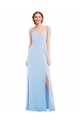 A-Line V-Neck Soft Chiffon Long Light Sky Blue Formal Evening Gown / Bridesmaid Dress Belfast
