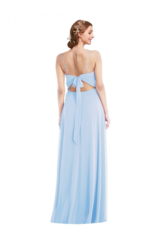 A-Line V-Neck Soft Chiffon Long Light Sky Blue Formal Evening Gown / Bridesmaid Dress Belfast