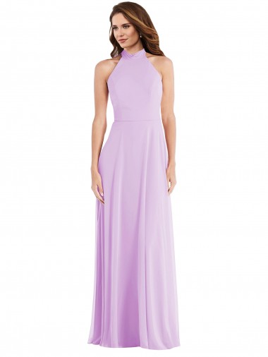 A-Line Halter Neck Soft Chiffon Long Lilac Semi Formal Evening Dress / Bridesmaid Dress Belfast