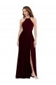 A-Line Halter Neck Soft Chiffon Long Burgundy Gold Semi Formal Evening Dress / Bridesmaid Dress Belfast