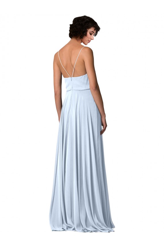 A-Line V-Neck Soft Chiffon Long Light Sky Blue Formal Dress / Bridesmaid Dress Belfast