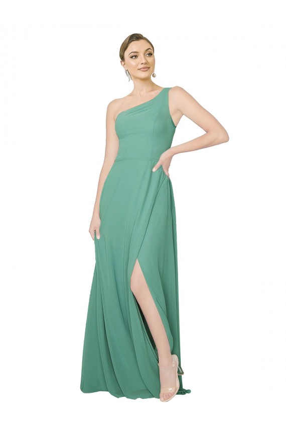 A-Line Strapless Soft Chiffon Long Icelandic Silver Bridesmaid Dress Belfast