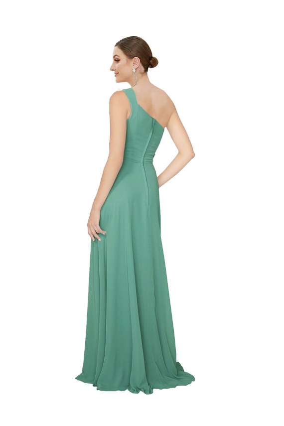 A-Line Strapless Soft Chiffon Long Icelandic Silver Bridesmaid Dress Belfast