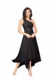 A-Line Strapless Soft Chiffon Midi Length Black High Low Bridesmaid Dress Belfast