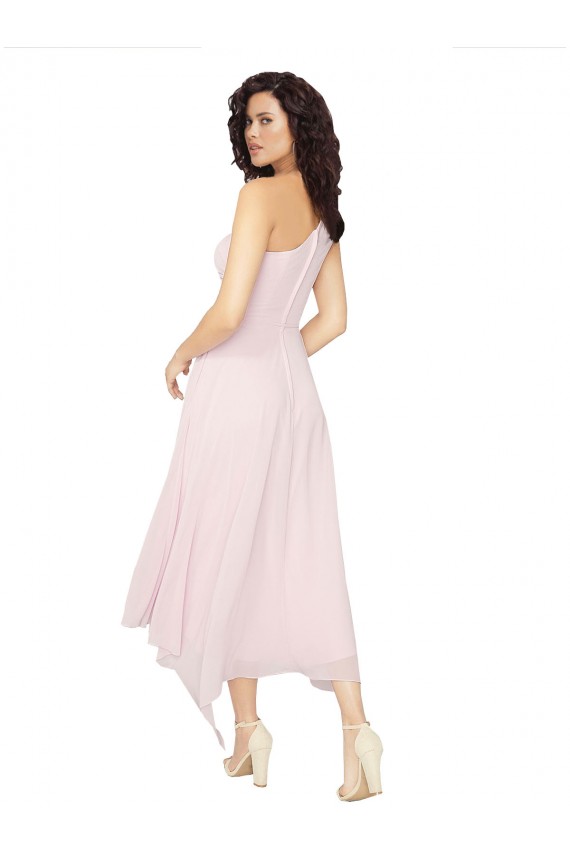 A-Line Strapless Soft Chiffon Midi Length Black High Low Bridesmaid Dress Belfast