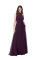 A-Line High Neck Soft Chiffon Long Grape Bridesmaid Dress Belfast