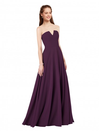 A-Line Strapless Soft Chiffon Long Grape Formal Dress / Bridesmaid Dress Belfast