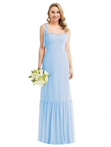 A-Line Sweetheart Soft Chiffon Long Light Sky Blue Semi Formal Evening Dress / Bridesmaid Dress Belfast