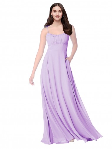 A-Line Scoop Neck Soft Chiffon Long Lilac Bridesmaid Dress Belfast