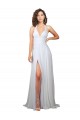 A-Line V-Neck Soft Chiffon Sweep Train White Beach Wedding Dress Belfast