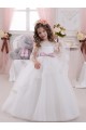 Ball Gowns Bateau Neck Tulle & Lace Chapel Train Ivory Flower Girl Dress Belfast