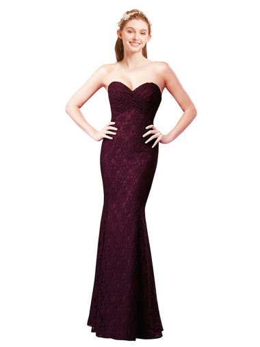 A-Line Sweetheart Lace Long Grape Bridesmaid Dress Belfast