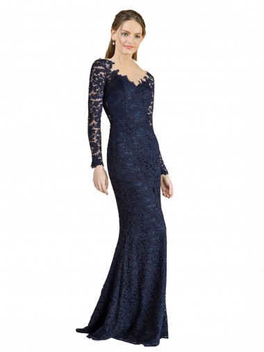 Mermaid Sweetheart Lace Long Dark Navy Prom Dress / Bridesmaid Dress Belfast